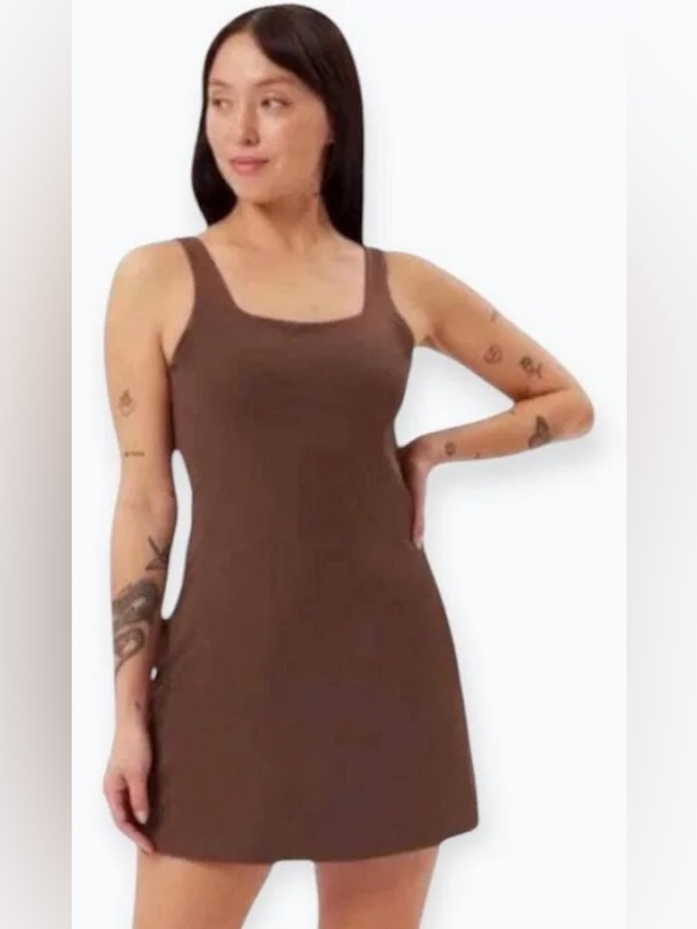 Girlfriend Collective Racerback Tank Skort Dress - Brown